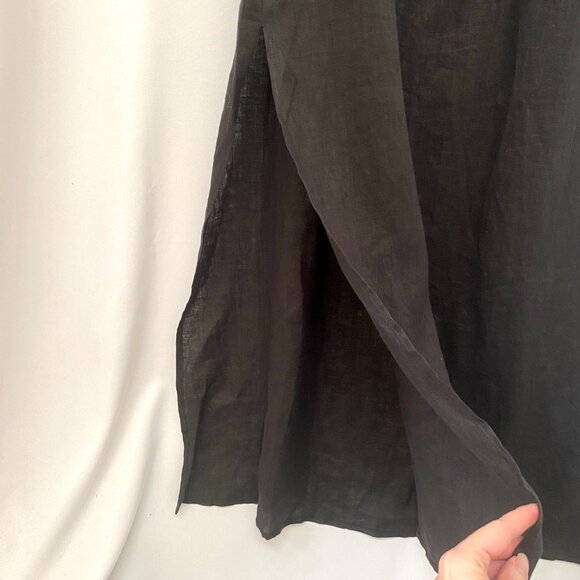 REFORMATION Amethyst 100% Linen Midi Dress XL Black Ruffle Off Shoulder Lagom - Picture 6 of 12